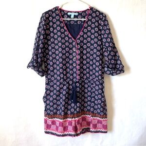 Draper James Riviera Romper One Piece Outfit Cotton Navy Pink Size 10 Vacation